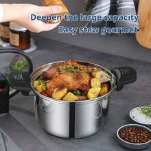 Stainless Steel Micro Pressure Cooker, 24cm Mini Pressure Cooker With Clear Lid & Handles, Pressure Cooker For Gas Stove, Induction Electric Stoves, Kitchen Cookware Pots - Silver-24 cm - View 4