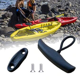 1 Set Kayak T-Handle, Fishing Boat Platform Plastic Boat With Rope And 2 Screws, Front And Rear Handles With Rope And Screws, Suitable For Water Sports Accessories