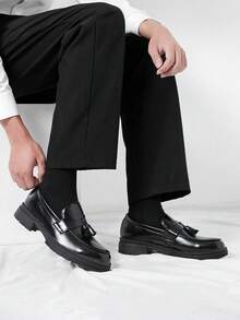 男士商务黑色正装鞋，流苏装饰休闲鞋 - 黑色 - 查看 6