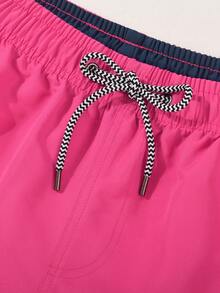Men's Swim Trunks Solid Color Fashion Casual Quick Dry Swim Shorts With Pockets & Mesh Lining Beach Shorts For Beach Summer Holiday Swimming Surfing - Pink - View 4