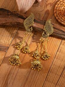 一对长链多铃铛耳环 - 金色 - 查看 2