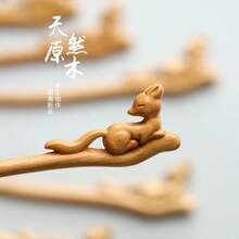 オリジナル【リトルフォックスフェアリー】新中華風ヘアピンピーチウッド日常万能古代風小妲己女性ヘアピンチャイナドレス - 花とキツネの妖精 [天然ピーチウッド] - チェックする 6