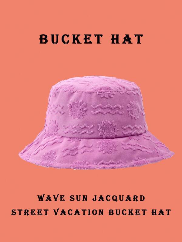 1pc Polyester Casual Street Style Sun Wave Pattern Bucket Hat, Suitable For Spring, Summer, Autumn And Winter Winter Outfits