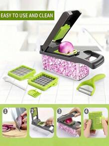 16pcs Complete Set Manual Food Chopper Slicer Dicer, Versatile Vegetable Cutter For Salads, Interchangeable Blades For Onion, Potato, Kitchen Utensils