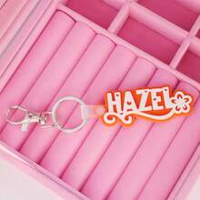 1pc Customized Acrylic Letter Name Keychain, Personalized Double-Layer Glitter Keychain, Colorful Backpack Pendant, Suitable For Bags, Water Bottles, Perfect Birthday Gift For Women And Family, Decorative Keychain, Fun Design, Charming Accessory, Cute Keychain - Steel Keychain + White Button - View 24