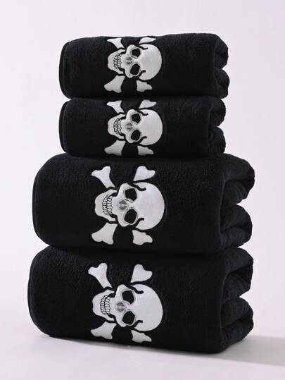 1pc Coral Fleece Embroidered Towel, Soft Absorbent Non-Shedding Unisex Towel, Suitable For Home, Beach, Pool, Bathing, Available In 70*140cm Bath Towel Or 90*170cm Extra Large Bath Towel Shower Towels For Beauty Salon, Hotel Sports,Home Essentials, Towel, Skin Care Bath Towel Sheet