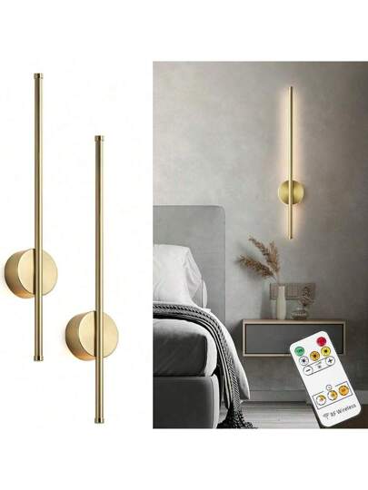 Nordic LED Wand Lamp Home Fixtures Remote Control Charging Bedside Minimalist Rechargeable Three s(Battery Capacity Claimed: 4000mAh) Of Verlichting Aluminium ation No Wiring Required Easy To Adjust Drilling Installation Living Room Kitchen Isl Bedroom