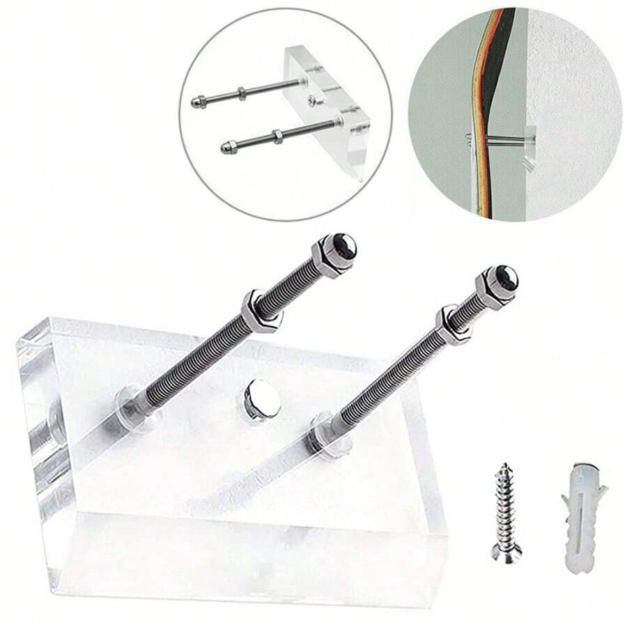 Skateboard Deck Display Wall Mount Hanger Rack Longboard Hanging Holder - Clear - View 1