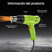 Pistola Eléctrica Calor Temperatura Ajustable 2000w Boquilla - Tipo de Enchufe A USA (110-127V) - Ver 6