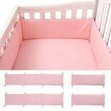 4pcs Baby Crib Bumper Set, Breathable Mesh And Soft Cotton, Crib Rail Cover And Safety Pad, Suitable For Baby And Toddler Bed, White, Pink, Gray, Blue - Multicolor - View 17