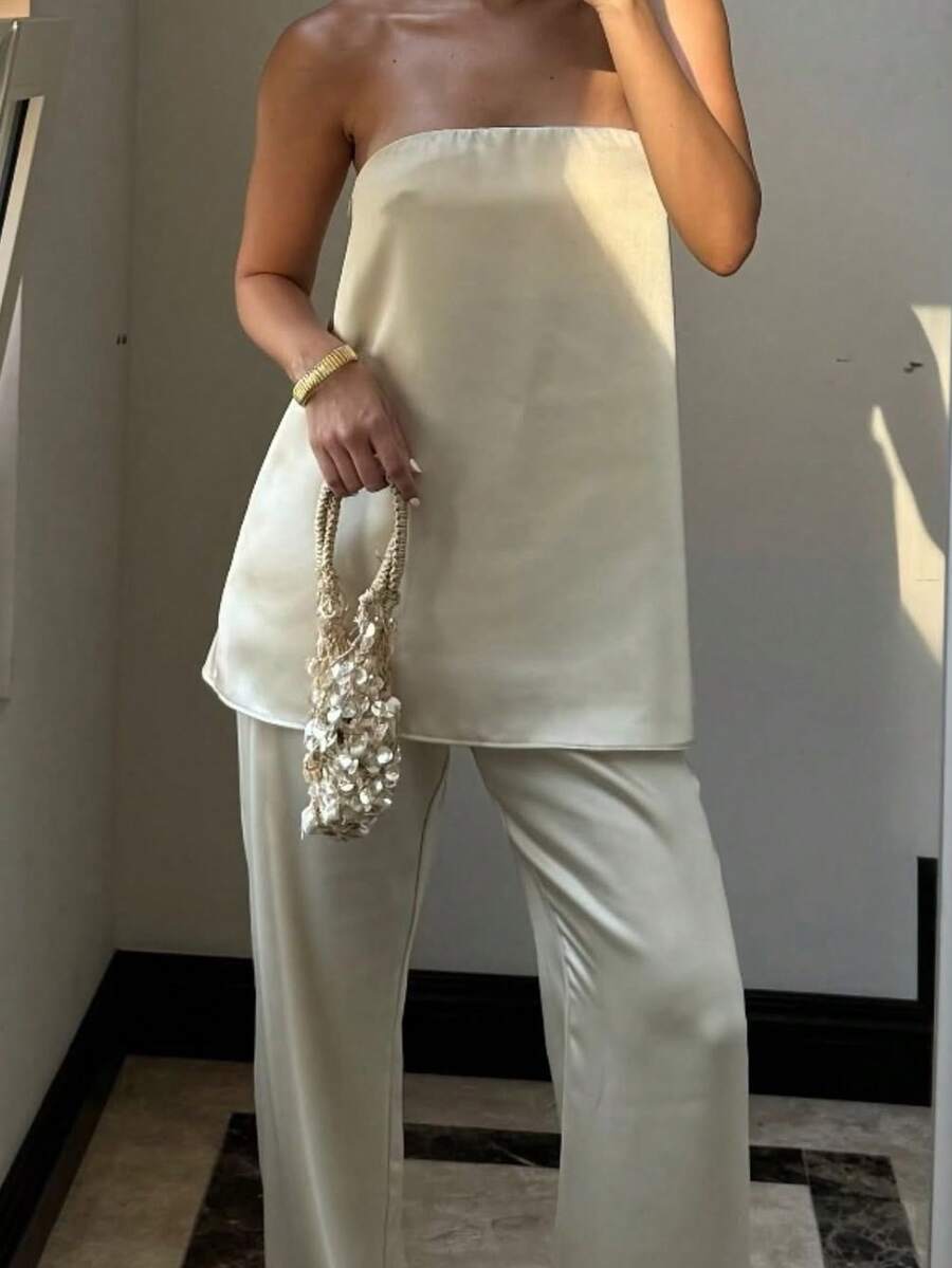 Pant Sets Women's Two Pieces Set Summer Ladies Trouser Suit 2 Pieces Set Tops Elegant Female Sets Casual Set Of Two Pieces Woman - trắng - Xem 1