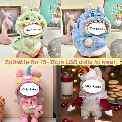 New 1 Set 15-17cm Labubu Pendant Accessories Outfit Clothes Compatible With Labubu Figurines 1st 2nd 3rd Generation, Suitable For Labubu Party And Gathering (Clothes Only, No Shoes)