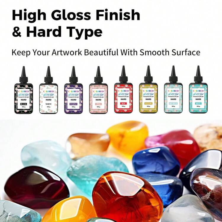 Nhựa UV 100g - Nhựa UV trong suốt có màu, Nhựa UV cứng trong suốt có tia cực tím, Keo nhựa đông cứng nhanh bằng đèn UV cho khuôn nhỏ, đồ thủ công, làm đồ trang sức, trang trí - Hoa tai, nhẫn, móc khóa - Mỗi loại 100g - Nhựa UV trong suốt - Xem 4