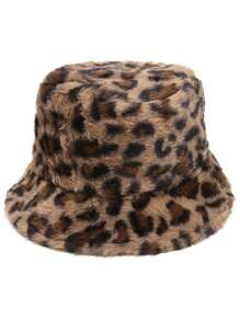 1 件女式人造毛皮柔软纹理扎染彩色图案豹纹印花渔夫帽，适合秋冬户外，休闲，时尚，百搭，男女通用 - A - 查看 16