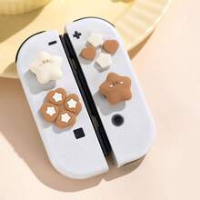 Buttons Sticker Joystick Cover Caps, Cross DPad Button Caps Silicone Thumb Grips Set Compatible With Nintendo Switch/OLED Controller Star Baby - 咖啡棕 - 查看 6