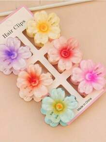 6 Stück Halloween Blumen Muster Party ABS Kunststoff (ABS Harz) 6 Stück Blumen Muster Party ABS Kunststoff (ABS Harz) 6 Stück 4CM bunte kleine Chrysanthemen Haarklammern Blumen Klauen Seitenklauen Halbklauen Hinterkopf Haarklauen Elegante Haarzubehör