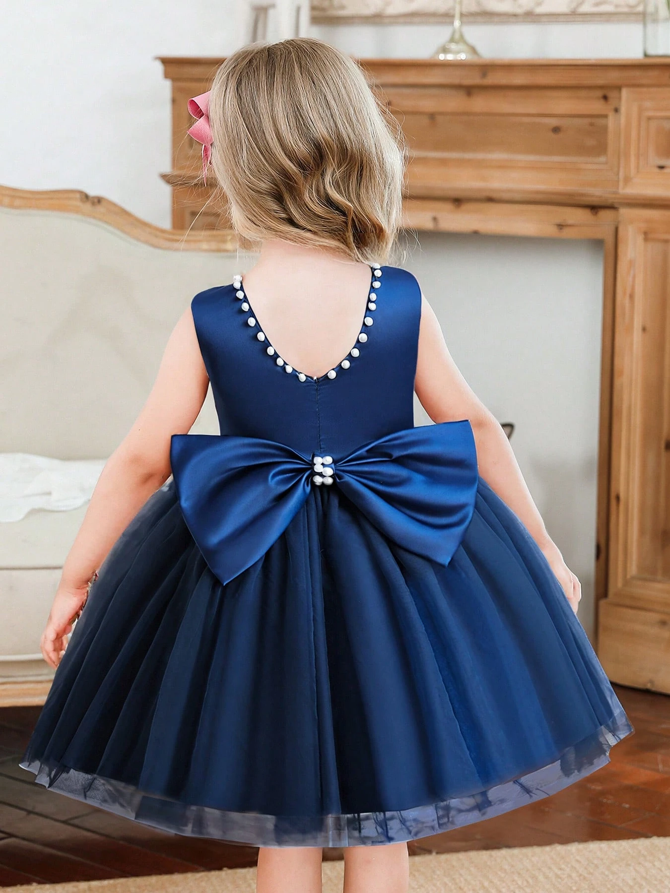 Young Girl Princess Dress Party Pageant Formal Tulle Gown Elegant Pearls Tutu