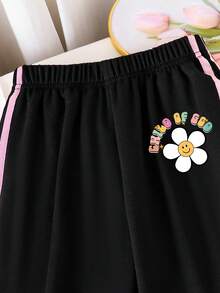 幼儿卡通印花保暖圆领运动衫和裤子套装 - 黑色 - 查看 5