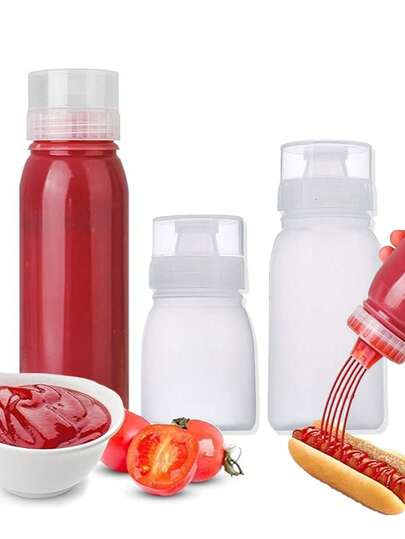 3 peças/2 peças/1 peça Garrafa de compressão com 5 furos para ketchup, molho para salada, óleo e vinagre, manteiga de amendoim, garrafa de armazenamento de condimentos à prova de vazamentos, corpo de compressão suave, design de tampa com 5 bicos para distribuição uniforme e suave, para uso em grelhas na cozinha ou ao ar livre, suprimentos para festas de Halloween e Natal