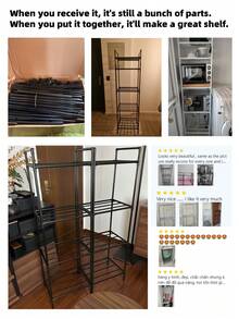 1pc Improved Space Metal Shelving Unit, Bathroom Storage Rack, Basin Shelf, Multi-Tier Standing Rack For Bathroom, Kitchen, Office, Study, Living Room, Easy Assembly, Great For Holiday Gifts - Multicolor - View 2