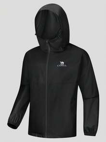 CAMEL CROWN Men's Waterproof Raincoat; Lightweight Windproof Hooded Raincoat, Suitable For Cycling, Hiking, Running, Golf And Other Outdoor Activities. - Phantom Black - View 4