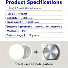 10-60 PCS NFC NTAG 215 Coin Cards, 25MM/0.98in NTAG215 NFC Tags, 100% Compatible With TagMo And Amiibo, 504 Bytes Of Memory, Fully Programmable