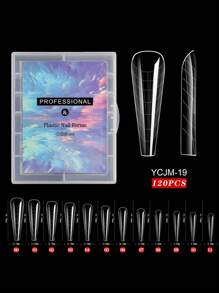 120片装假指甲尖头快速延长贴片，可重复使用，凝胶指甲模具带刻度，UV凝胶指甲油模具，雕塑全覆盖式按压式指甲，适用于女性和女孩的美甲用品工具 BL05，美甲用品，美甲工具，美甲艺术工具，返校季，指甲，按压式指甲工具