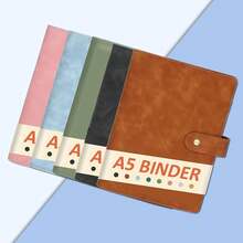 A5 Binder 6 Ring Refillable Notebook Planner Journal Cover For A5 Planner Paper Inserts, PU Leather Loose Leaf Photocard Holder, Budget Binder Personal Organizer With Magnetic Buckle-666430 - màu nâu - Xem 7