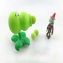 热销植物僵尸豌豆射手PVC动作动漫模型PVZ玩具8-10厘米礼物玩具高品质发射植物 - 黑色 - 查看 13