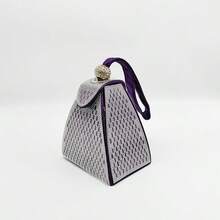 Fashionable And All-Matching Triangular Small Bag With Diamond-Encrusted Handbag Dinner Bag For Ladies And Ladies With Diamond-Encrusted Spherical Decoration Suitable For Parties And Parties. No Mobile Phones - Purple - View 5