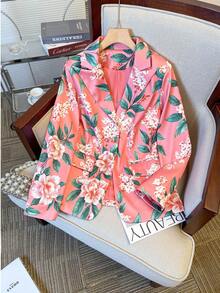 Mono con estampado de flores y hojas con botones delanteros, adecuado para el hogar, la playa, citas por la noche, bodas, vacaciones y la oficina