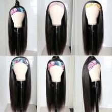 bling hair Perruques bandeau, perruques lisses en cheveux humains pour femmes, perruques sans colle, densité 180 %, sans dentelle, perruques brésiliennes en cheveux humains, couleur naturelle - Noir - Voir 3