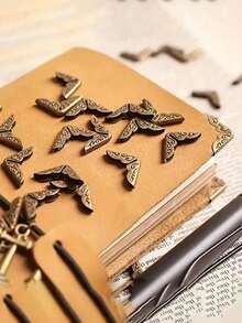 60pcs Golden Metal Book Corner - Book, Photo Album, And Scrapbook Protective Cover, Perfect For Protecting And Decorating Books, Perfect For Students And Returning To School Reading Enthusiasts. Retro Decorative Edge Protector, Suitable For Books, Scrapbooks, Photo Albums, Notebooks, Corner Protectors, School And Office Supplies, Back To School Supplies, School Supplies - Multicolor - View 10