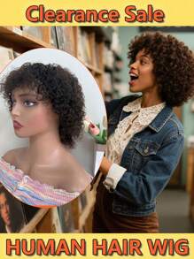 Short Curly Afro Wigs For Women, Kinky Curly Afro Wigs, Remy Human Hair Wig For Women & Men, Pixie Cut Wigs With Bangs, Full Volume Curly Human Hair Bob Wigs, 100% Virgin Human Hair, Unisex Hair Wig, Heat-Resistant, Natural Curly Style, Soft & Lightweight, Soft And Shiny Texture, Comfortable Adjustable Cap, Breathable Mesh Design, Non-Shedding, No Tangling, Perfect For Daily Wear, Special Occasions, Parties, Halloween, Weddings, Dance, Perfect For Cosplay, Themed Parties, 60s, 70s, 80s, 90s Parties, Halloween Costumes, And Everyday Fashion, Great For Changing Hairstyles, Available In Black, Brown, 99J Burgundy Red, Blonde Shades, Ideal For People With Busy Lifestyles, Easy To Style, Restyling Options, Ready To Wear Right Out Of The Box, Ideal For Afro Style Lovers, Easy To Wear, All-Day Wearable