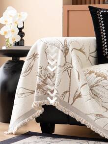 1pc Leaf Shaped Plush Sofa Cover, Anti-Scratch, Anti-Slip, Dust-Proof, Apricot Color, Warm Pet Home Decor, Suitable For All Seasons - Khaki - View 6