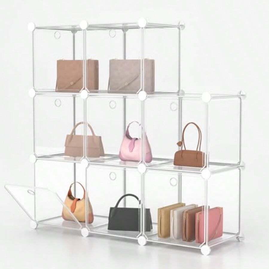 8 Pack Purse Organizer For Closet Purse Storage Box With Door Clear Display Case Handbag Organizer Dustproof Storage Bins For Hat Wallet Book Toy Cosmetic - 如圖 - 查看 1