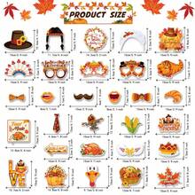 30 Packs Decorative Thanksgiving Photo Booth Props Reusable Give Thanks Harvest Turkey Paper Party Supplies Durable DIY Fall Funny Photo Prop With Stickers For Garden Indoor Thanksgiving Feast Party Decoration - Multicolor - View 2