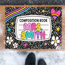 Personalized Composition Notebook Mat, Personlized Name Teacher Doormat, Classroom Door Mat, Welcome Mat For Classroom Back To School Doormat For Class Décor - 20"X16"/30"X18" - Color 3 - View 3