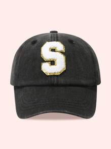 1pc Kids 26 Letters Baseball Cap, Washed Baseball Hat For Boys And Girls, Suitable For Outdoor Activities And Daily Wear, Sun Ion - Gold Label-black Washed Cap - View 34