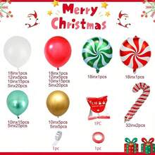 144 piezas Conjunto de globos navideños - Globos de caramelo rojos, blancos y dorados para decoración de fiestas