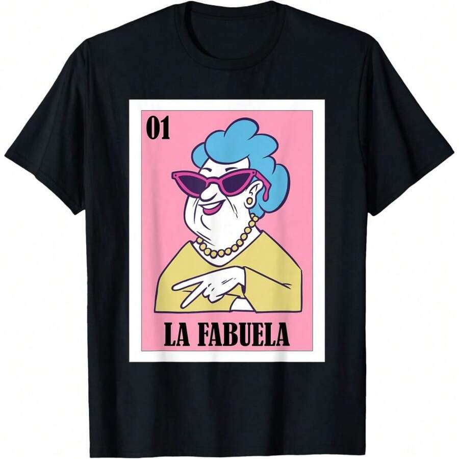 Funny Mexican Design For Grandma - La Fabuela T-Shirt - 黑色 - 查看 1