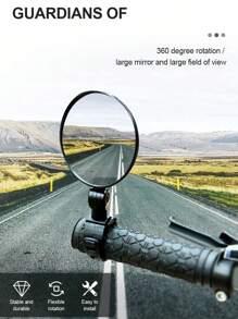 1 szt. Regulowane składane lusterko wsteczne rowerowe wypukłe okrągłe szerokokątne, odblask rowerowy