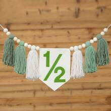 1pc 1/2 Tall Stool Banner, Birthday Party Tassel Garland, Boho Style Birthday Party Decor, 6 Months Birthday Party, Half Year Birthday Decoration