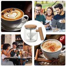 1pc Self Stirring Cup Mug, Portable Coffee Mixing Mug, 13.5oz Electric Milk Frother Self Mix Cup, Coffee Glass Mixing Cup With Lid For Coffee, Milk, Protein - Electric (USB-C Port) - View 5