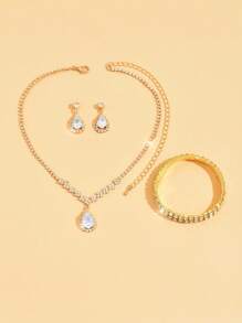 4pcs/Set Bridal Jewelry Accessories Necklace, Earrings, Bracelet, For Wedding, Party, Street, Thanksgiving