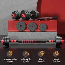 DDCAQIOUA A Set Of Adjustable Dumbbells With Different Weights That Can Be Combined Freely, Including A Barbell Connecting Bar, Which Can Be Used As A Barbell Exercise, Suitable For Home Outdoor Gym Use (Full Set Weight 10/15/20/25kg) - 黑色 - 查看 2