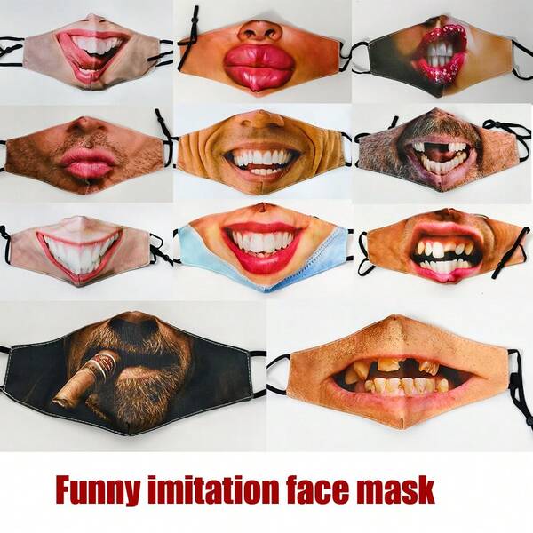 1 Stück 3D personalisierte lustige Ausdruck Maskenball Maske, staubdichte Gesichtsmaske für Frühling/Sommer, Maske für Herbst/Winter Radfahren, Party Dekoration, Geschenk, kreative lustige Halbgesichtsmaske