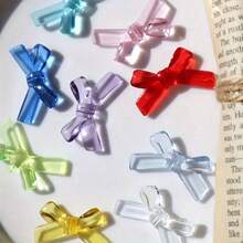 10/20/30/50pcs Transparent Acrylic Bow Beaded Bow Pendants, For Jewelry Making DIY Necklace Bracelet Keychain Phone Charm Accessories - Multicolor - View 2