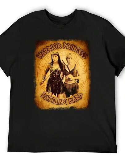 Xena & Gabrielle Warrior & Bard Tシャツ 無地 半袖 Tシャツ Tシャツ ワークアウトシャツ メンズ