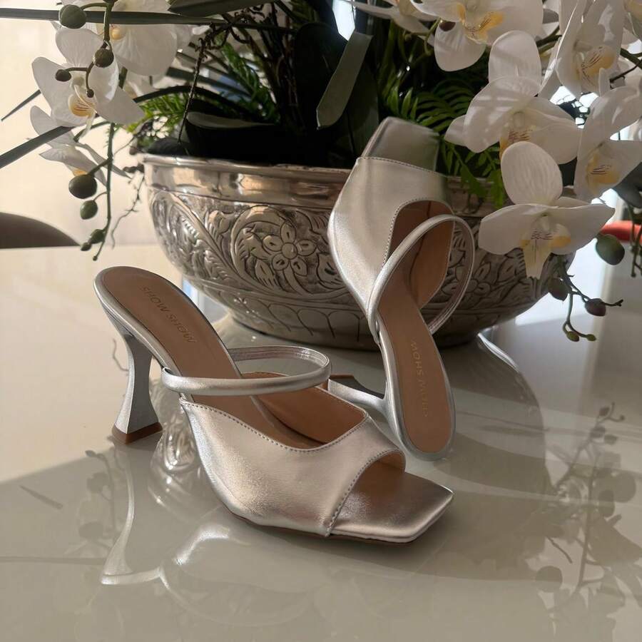 Show Show Sandalia Feminina Verniz Tamanco Salto 9,5 Taça Palmilha Confortável Preto, MARSALA, ROSÊ, Branco